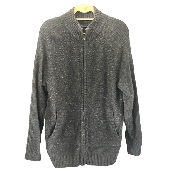 Marc Anthony Other - MARC ANTHONY Wool Blend Heather Gray Zip Up Sweater Size L